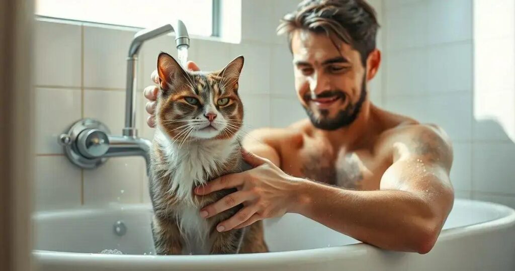 como dar banho em gato