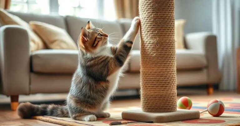 como ensinar o gato a usar o arranhador