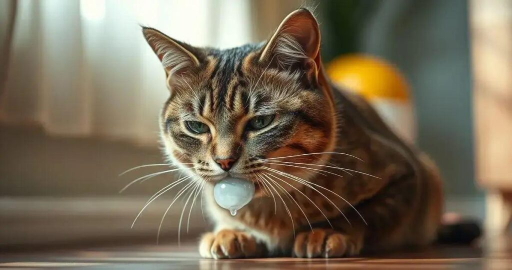 gato vomitando espuma branca