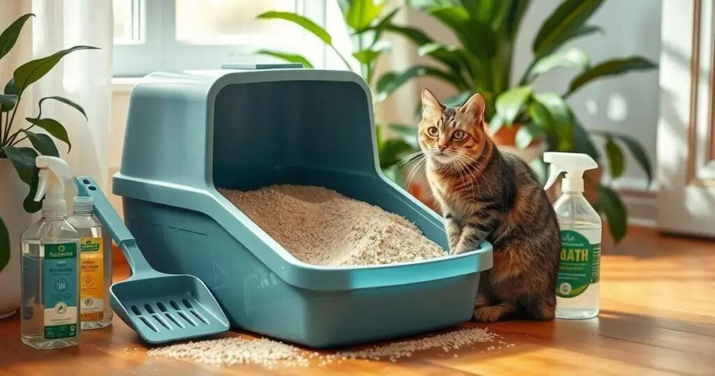 como limpar caixa de areia do gato