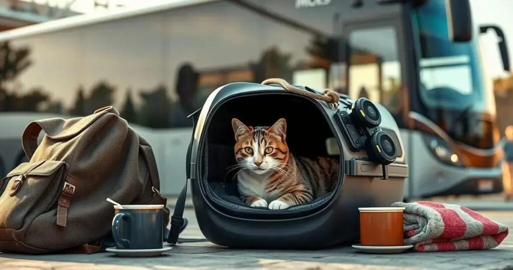 como viajar de ônibus com gato