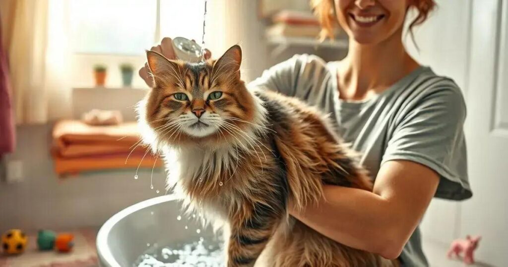 como dar banho em gato