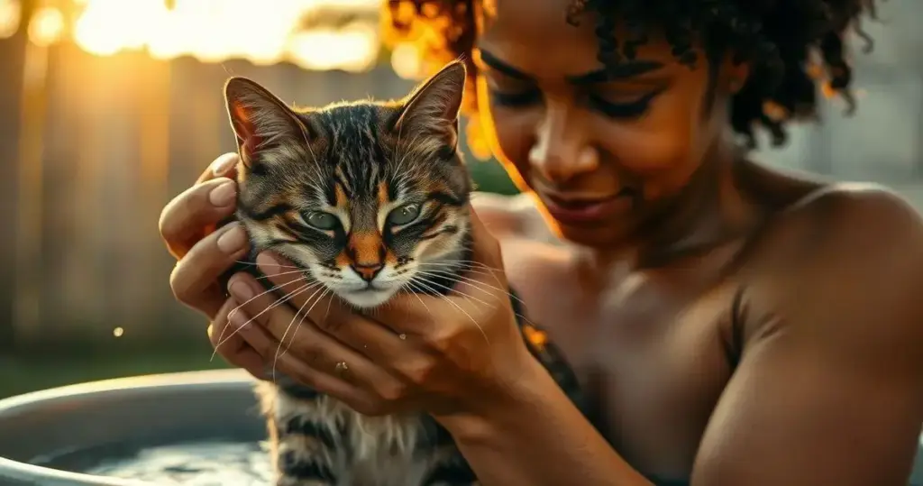 como dar banho em gato sem arranhar