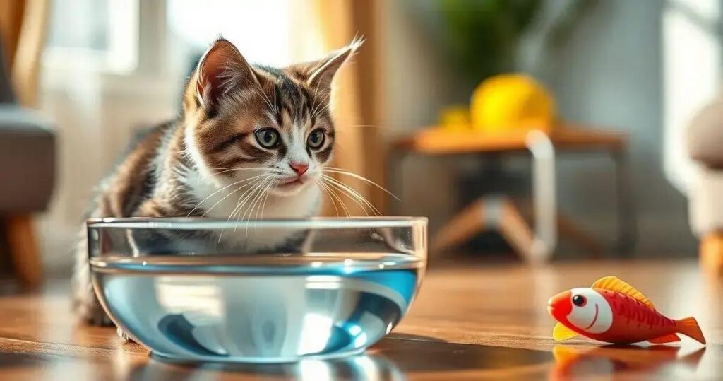 gato bebe pouca água