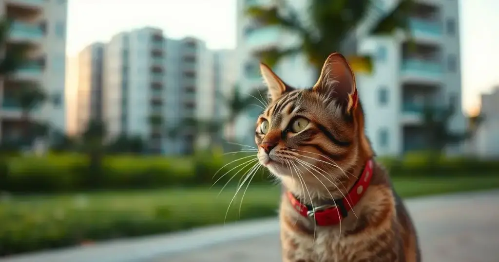 passeio de gato em condomínio