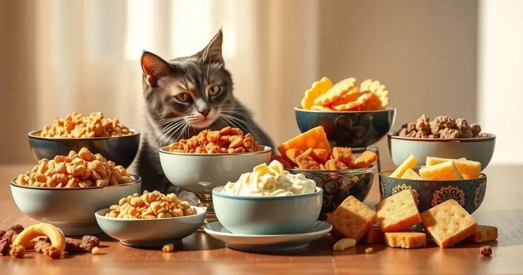petiscos para gatos