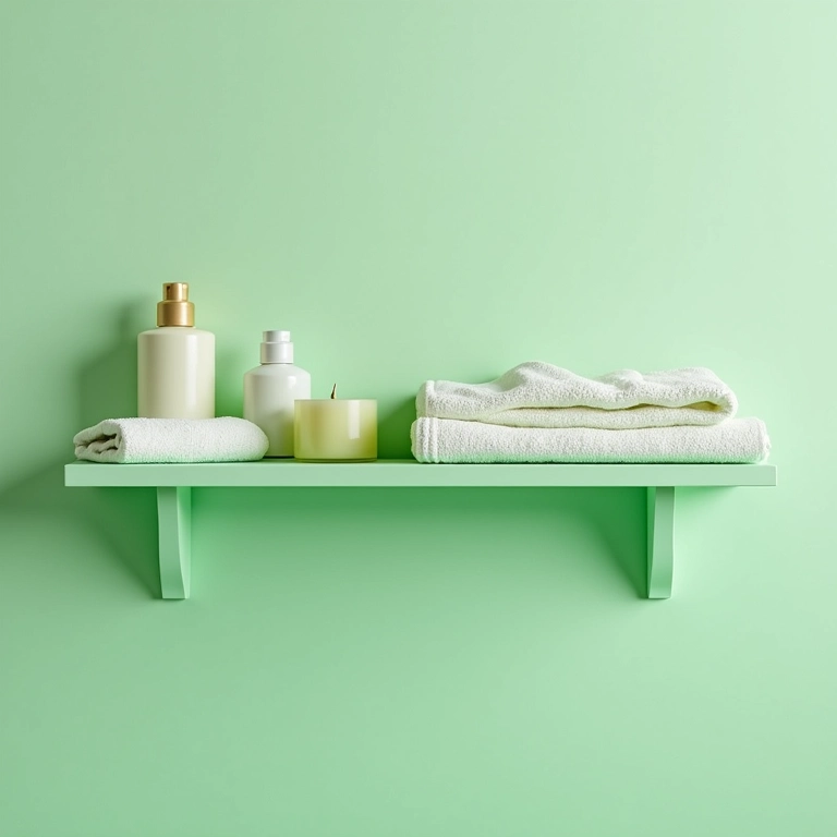 Acessórios decorativos em banheiro verde claro, toque pessoal.
