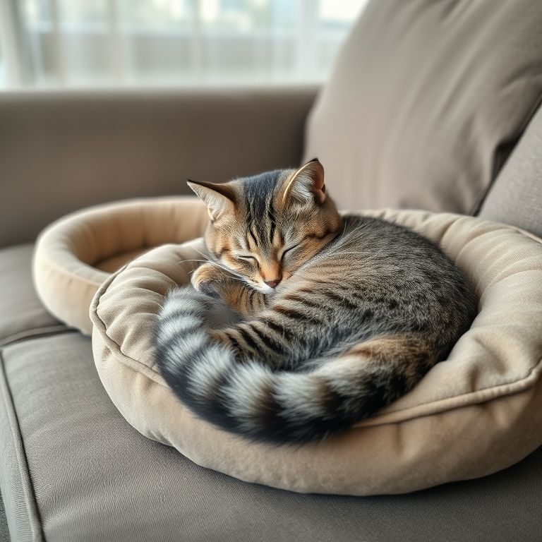 Gato cinza dormindo sozinho, perda de companheiro.