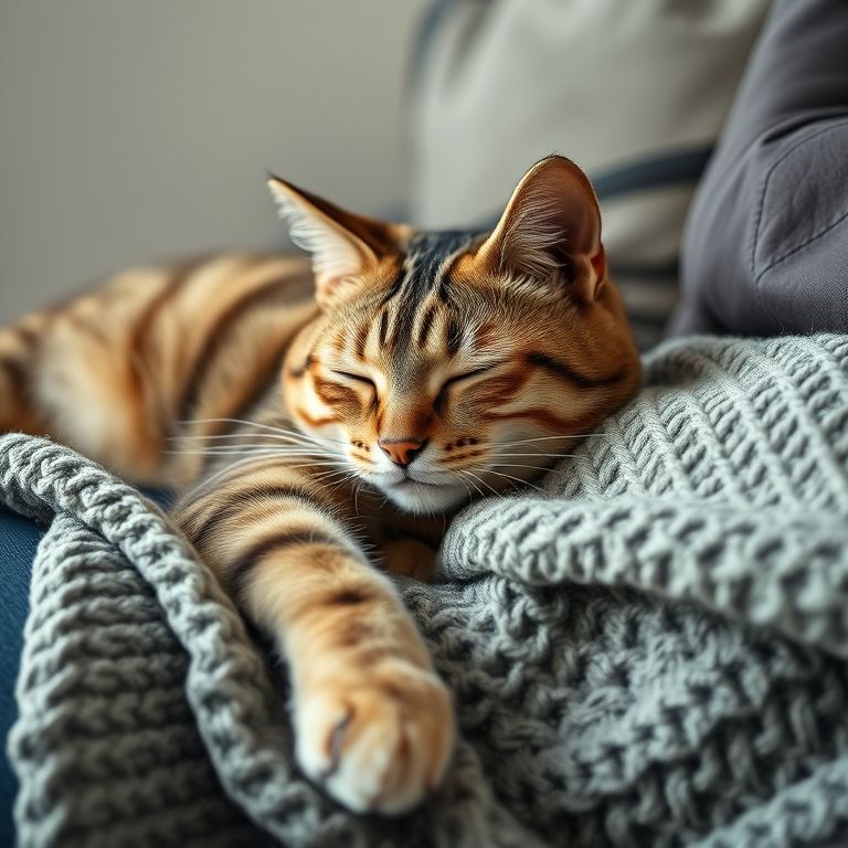 Gato idoso dormindo no colo de humano no sofá.