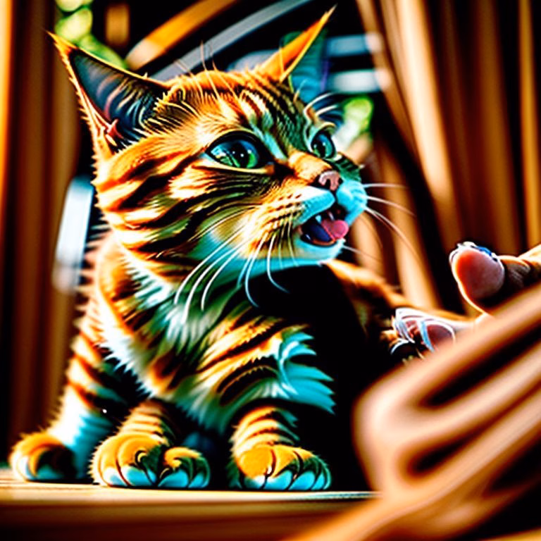 Gato ruivo lambendo a pata de perto, mostrando a língua áspera.