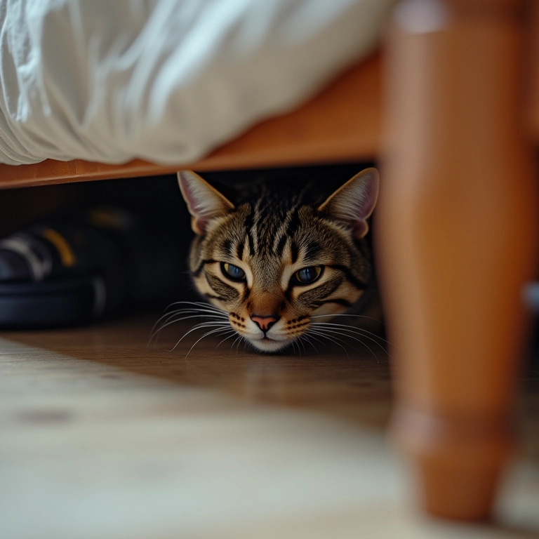 Gato se escondendo do aspirador