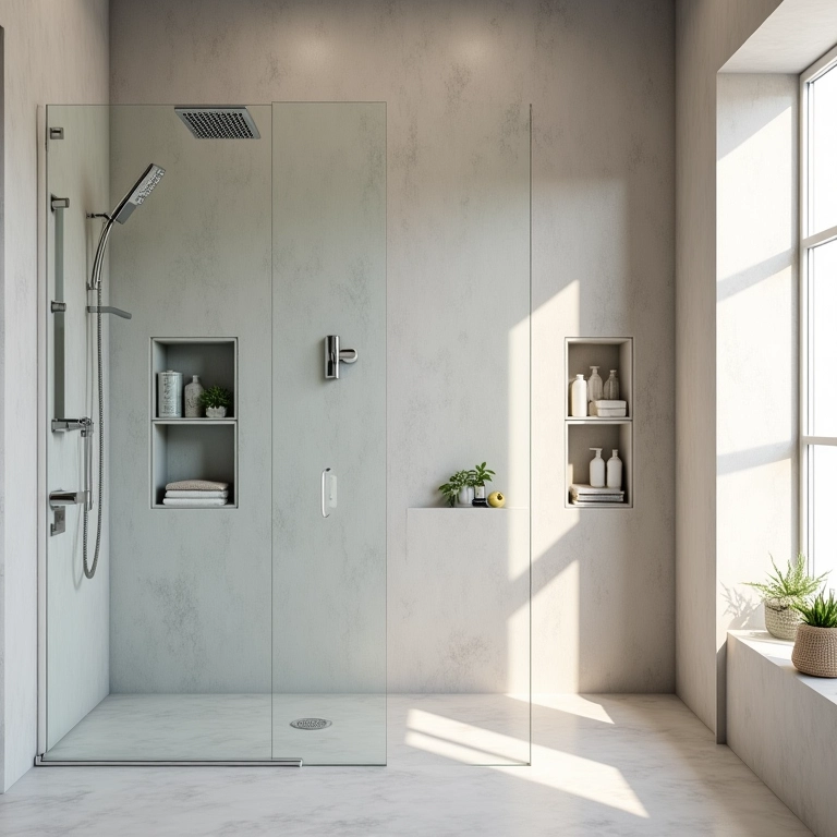 Nichos embutidos na parede do banheiro MRV para organização e decoração.