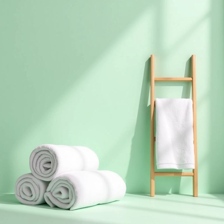 Toalhas macias em banheiro verde claro, conforto e estilo.