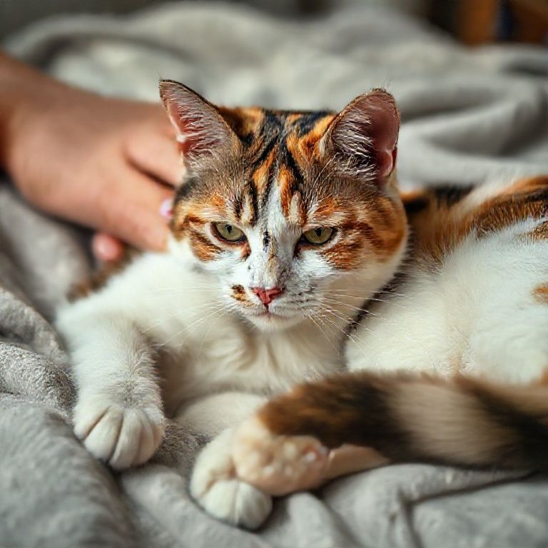 Gata idosa ignorando carinho