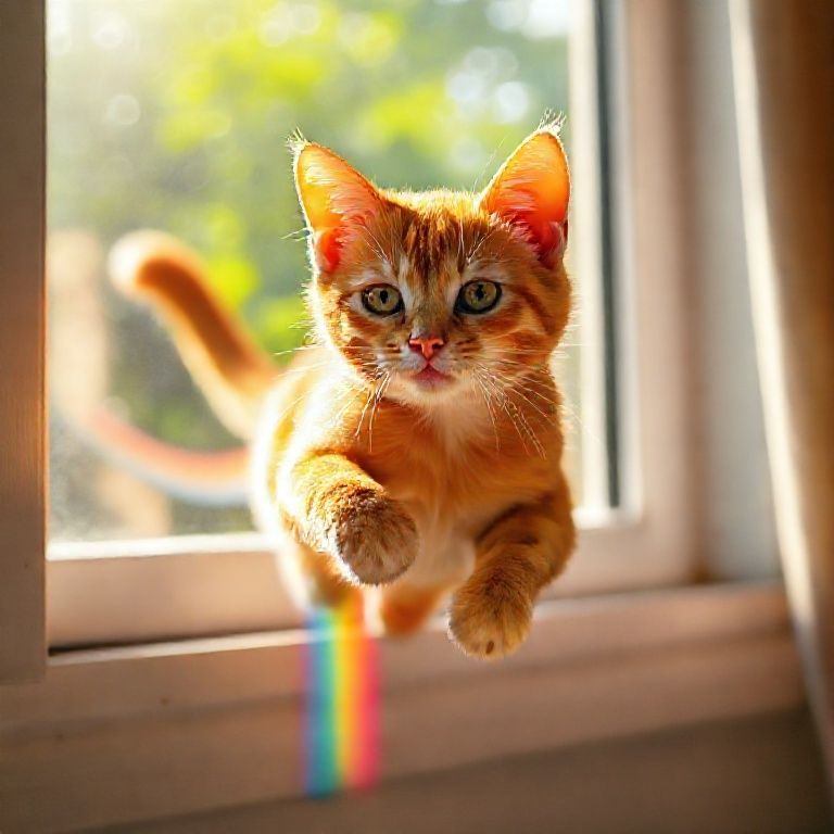 Gato laranja com corpo de Pop-Tart e rastro de arco-íris