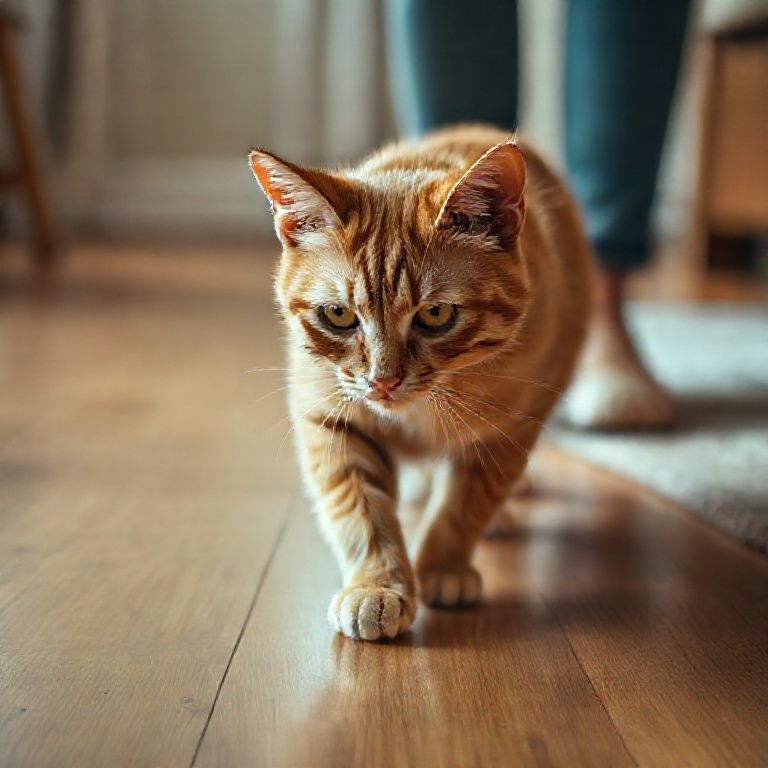 Gato ruivo mancando, possível fratura na pata.