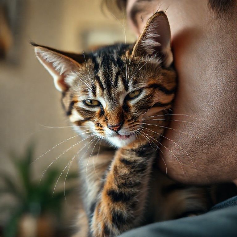 Gato se esfregando no rosto do tutor