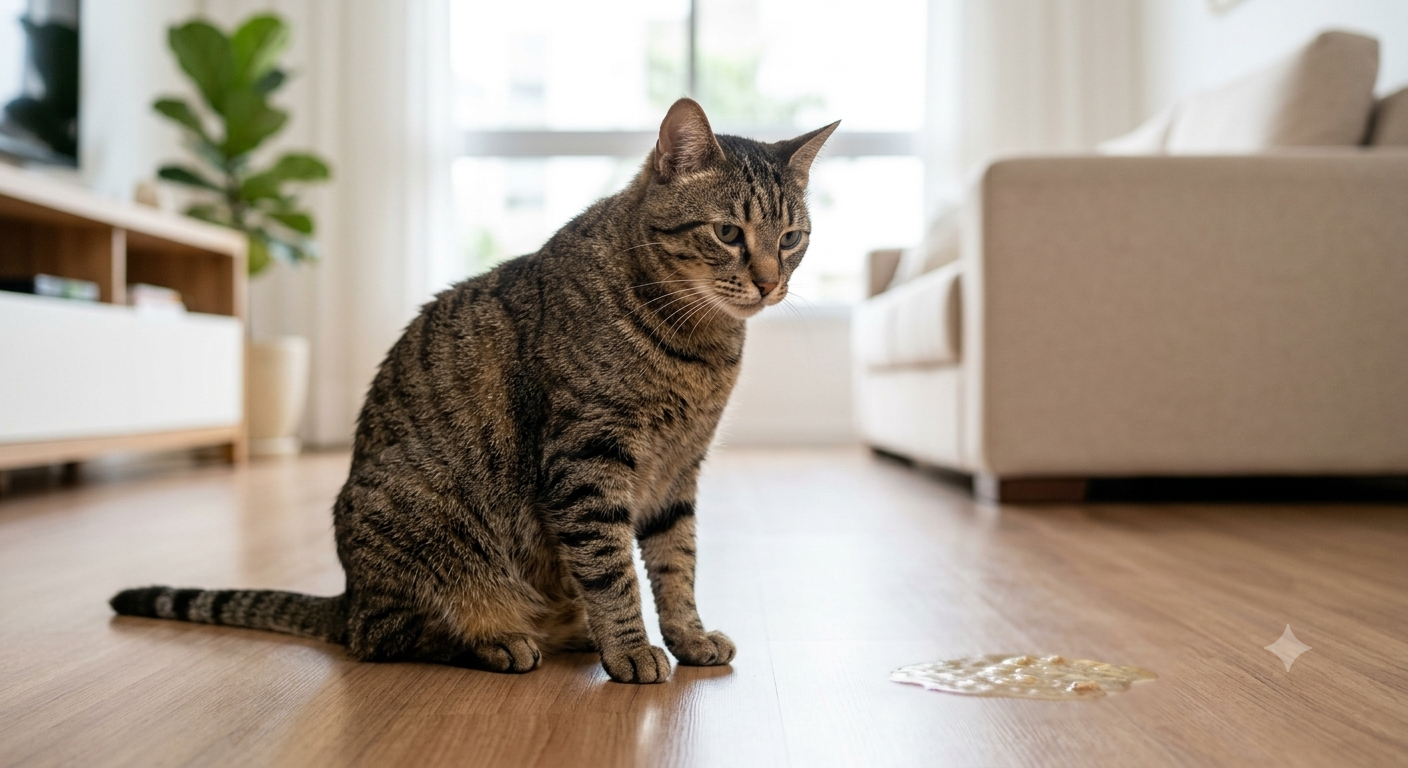 Por que o gato vomita e quando o vômito merece atenção veterinária.