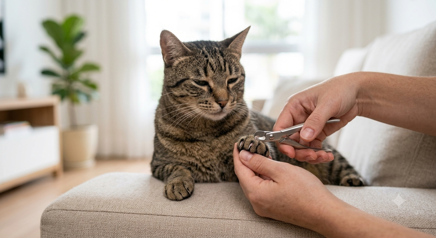 Como cortar a unha do gato com segurança em casa.