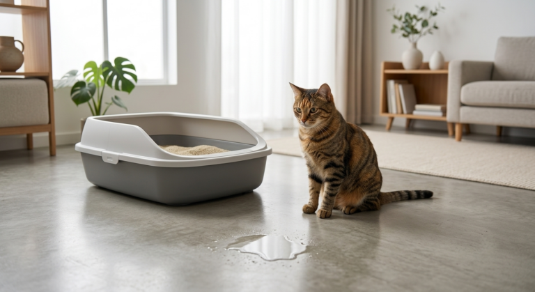 Por que o gato faz xixi fora da caixa de areia.