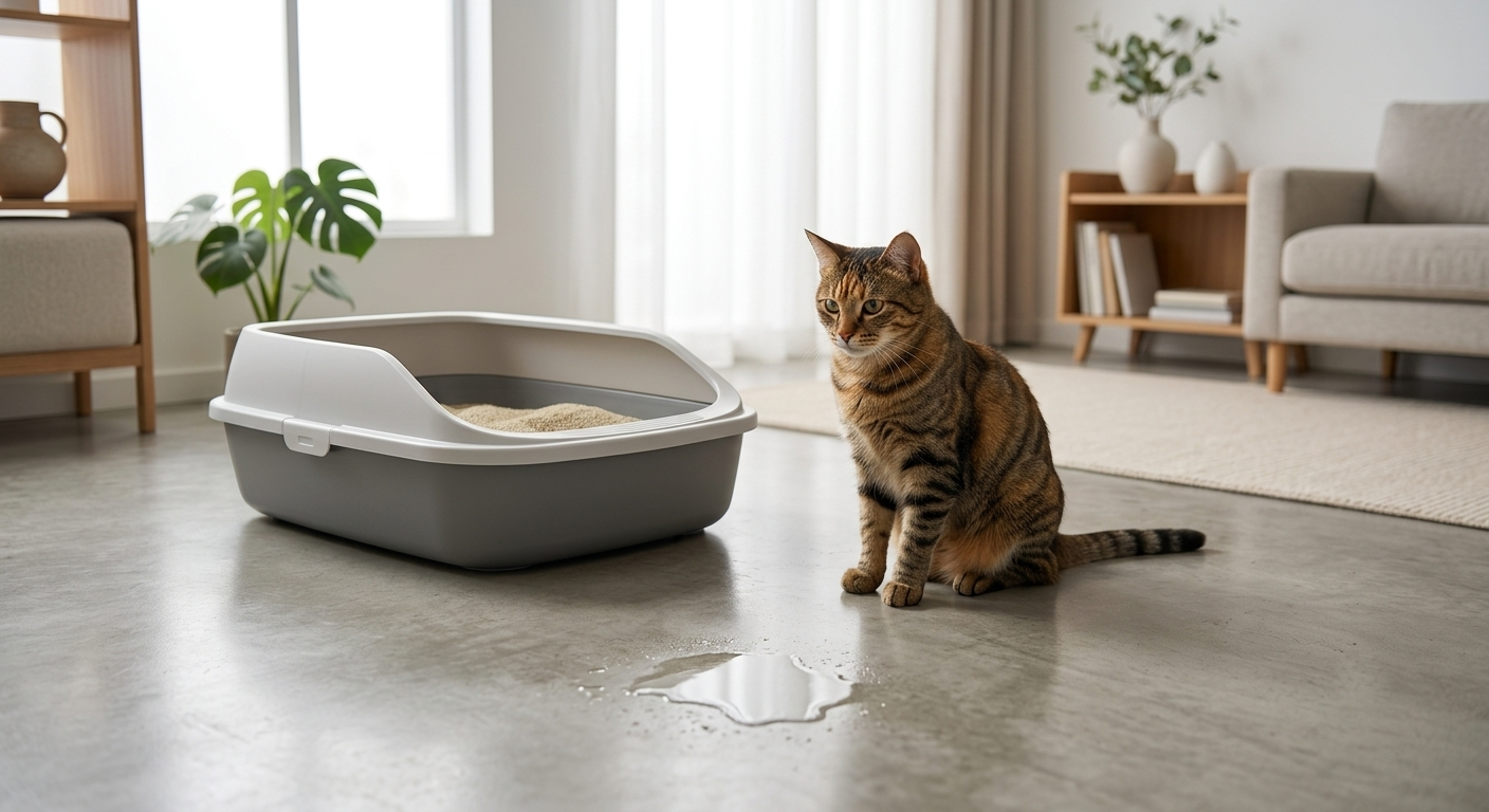 Por que o gato faz xixi fora da caixa de areia.